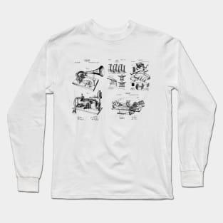 Gramophone Invention Patent Blueprints Long Sleeve T-Shirt